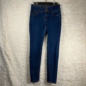 Wax Jean Jeans‎ Womens 7 Blue Slim Skinny Pockets Dark wash Whiskered Denim